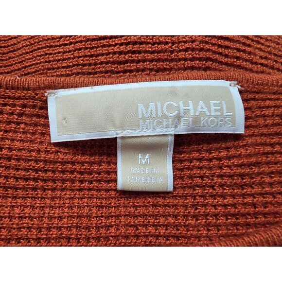 Michael Kors Womens Orange Tunic Sweater With Side Buttons Size M - Picture 6 of 10